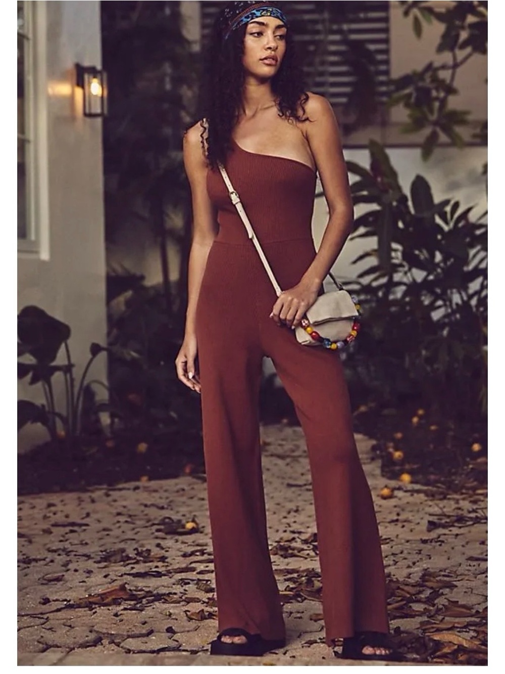 Free People FP BEACH Waverly Sweater One-Piece Jumpsuit XS Terracotta Brown